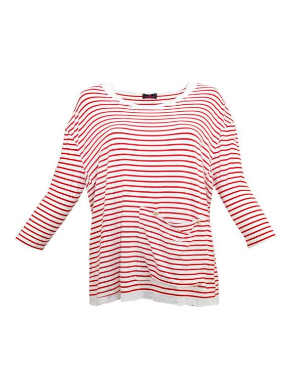 Sophia Curvy Ringel-Shirt rot oversized große Größen Lagenlook Sommer Mode online