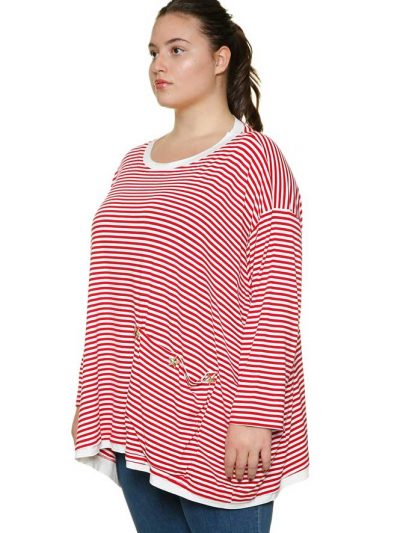 Sophia Curvy striped top red oversized plus size summer layering fashion online