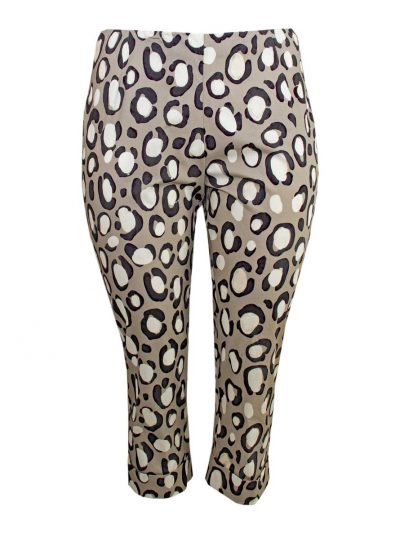 Doris Streich cropped cotton pants taupe print plus size summer fashion online