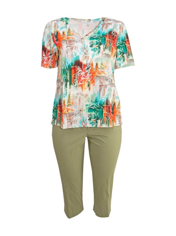 KjBRAND Shirt Print orange türkis Capri Hose Baumwolle große Größen Sommer Mode online