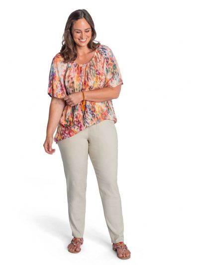 KjBRAND Blouse orange off-shoulder cotton pants plus size summer fashion online