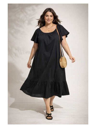 Elena Miro schwarzes Kleid Carmen Volants Boho italienische große Größen Sommer Mode online