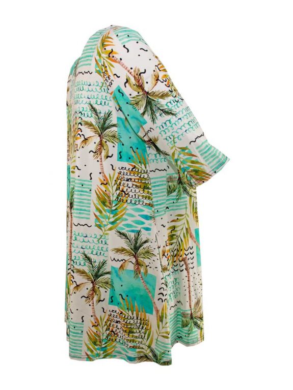 Tunika Shirt Palme türkis oliv sommerlich A-Linie große Größen Sommer Mode online