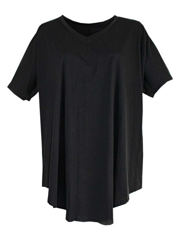 T-Shirt Baumwolle schwarz große Größen Sommer Mode Lagenlook online