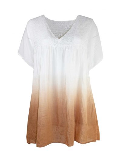 Tunic blouse lace white sand cotton plus size summer fashion online