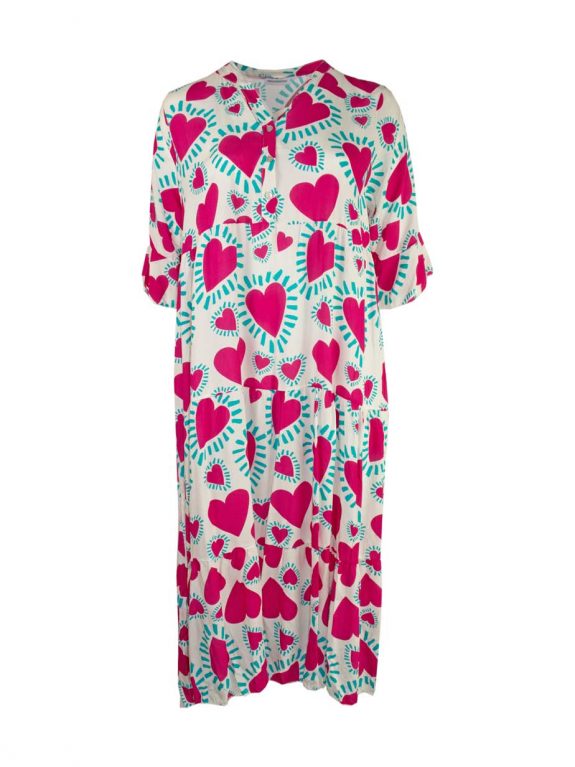 leichtes Kleid Boho Viskose Volants Halbarm Herz große Größen Sommer Mode online