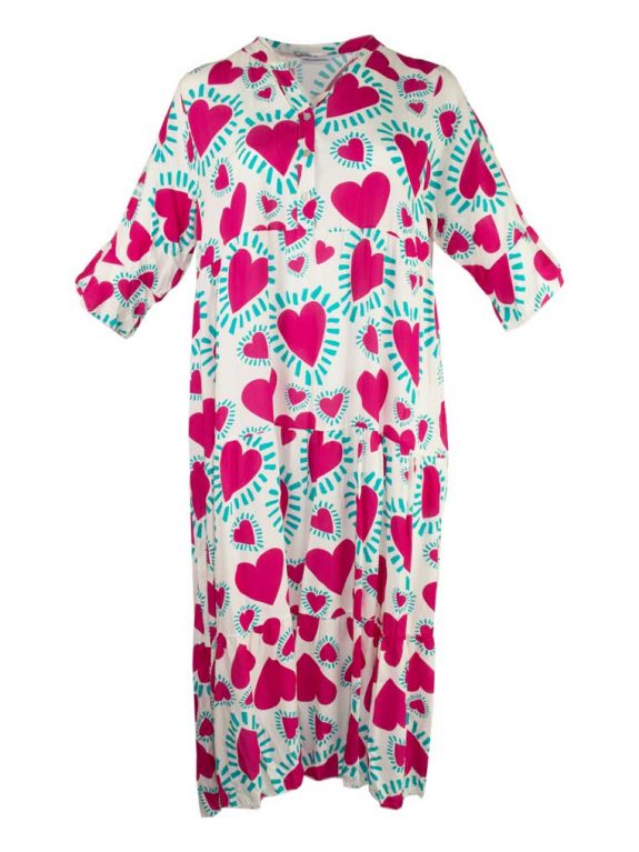 leichtes Kleid Boho Viskose Volants Halbarm Herz große Größen Sommer Mode online