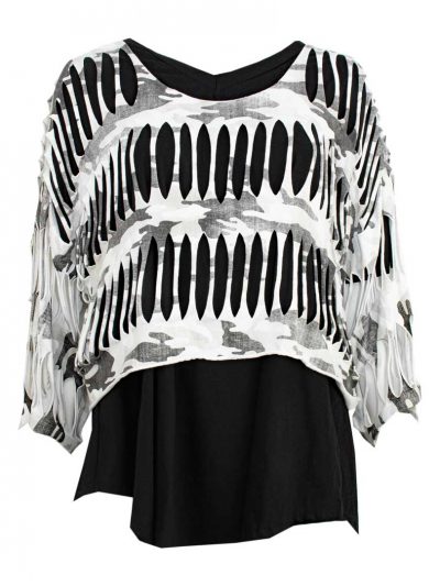 Top in Mesh Look white silver plus size layering fashion online