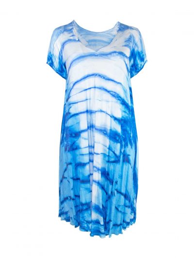 Summer Dress light Viscose blue flared plus size fashion online