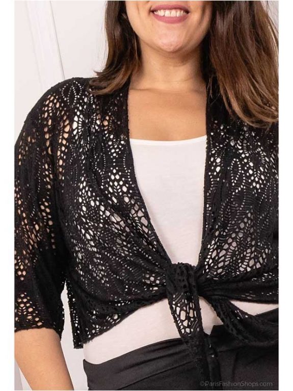 Bolero-Jacke Mesh in schwarz oder weiß große Größen Sommer Mode online
