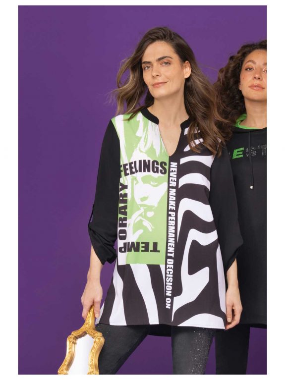 Doris Streich Tunika Bluse Druck wording grün große Größen Mode online