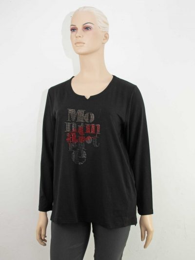 KjBRAND T-Shirt glitter black longsleeve plus size fall winter fashion online