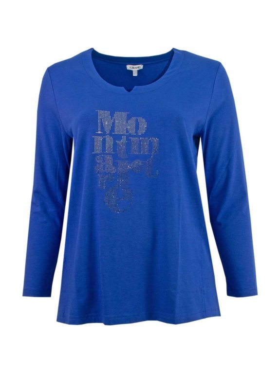 KjBRAND Shirt Glitzer royalblau Langarm Jersey große Größen Herbst Winter Mode online