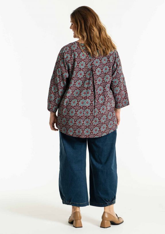 Gozzip Blusen-Shirt Druck bordeaux große Größen Herbst Mode online