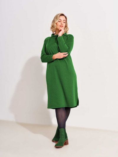 Mona Lisa green jersey dress zipper plus size fall winter fashion online