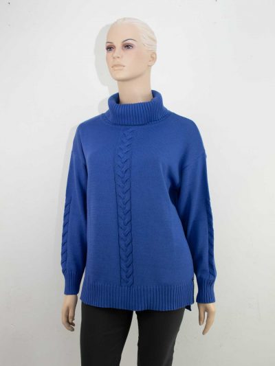 Verpass sweater cable knit turtleneck royal blue plu size fall winter fashion online