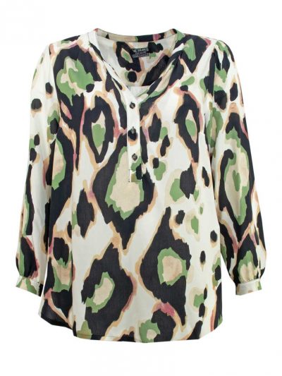 Verpass Blusen-Tunika creme grün gemustert Langarm große Größen Herbst Mode online