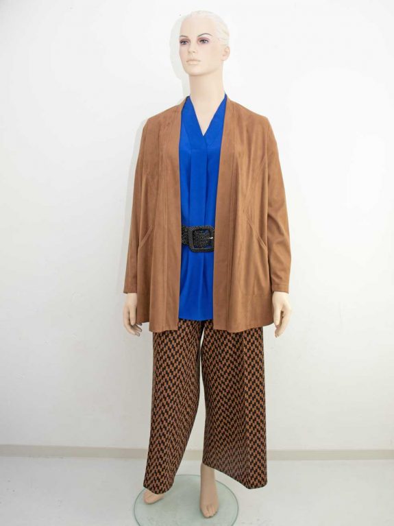 Elena Miro Schlupf-Hose Culotte cropped Bluse royal cardigan velours imitat Große Größen Herbst Mode online