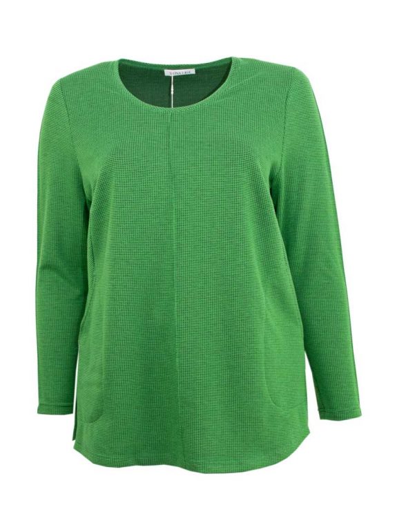 Mona Lisa Pullover-Shirt grün Pepita große Größen Mode online
