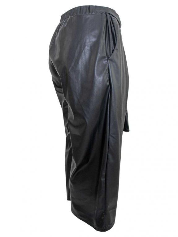 Hose Culotte Fake Leder schwarz große Größen Herbst Winter Mode online