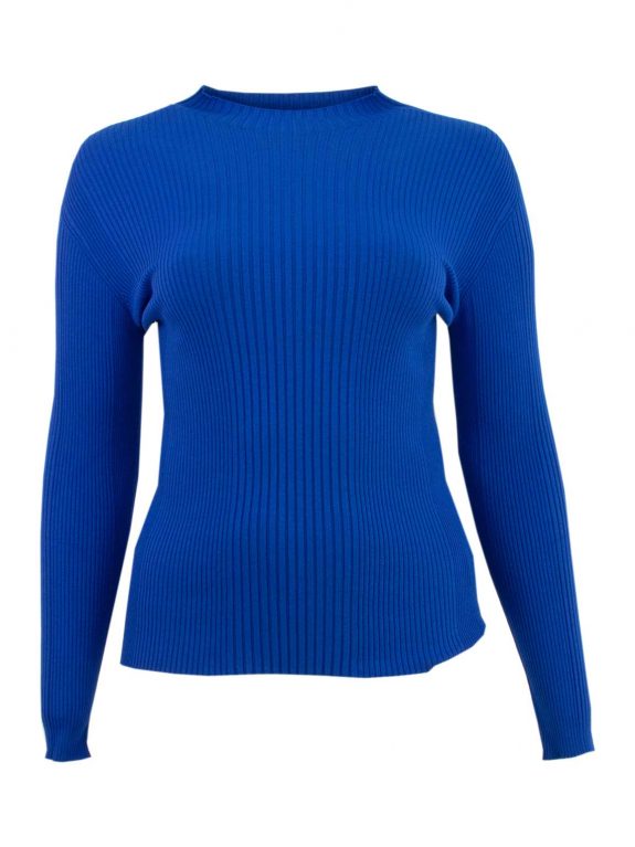 Sallie Sahne weiches Rippen-Pullover-Shirt Langarm Minx royalblau große Größen Mode online