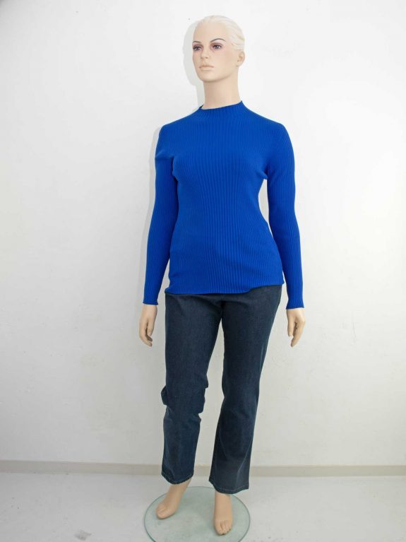 Sallie Sahne weiches Rippen-Pullover-Shirt Langarm Minx royalblau Hose Robin große Größen Mode online