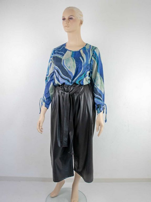 schwarze Hose Culotte 7/8 Länge Faux Leder seeyou Shirtu Lurex royal große Größen Herbst Mode online