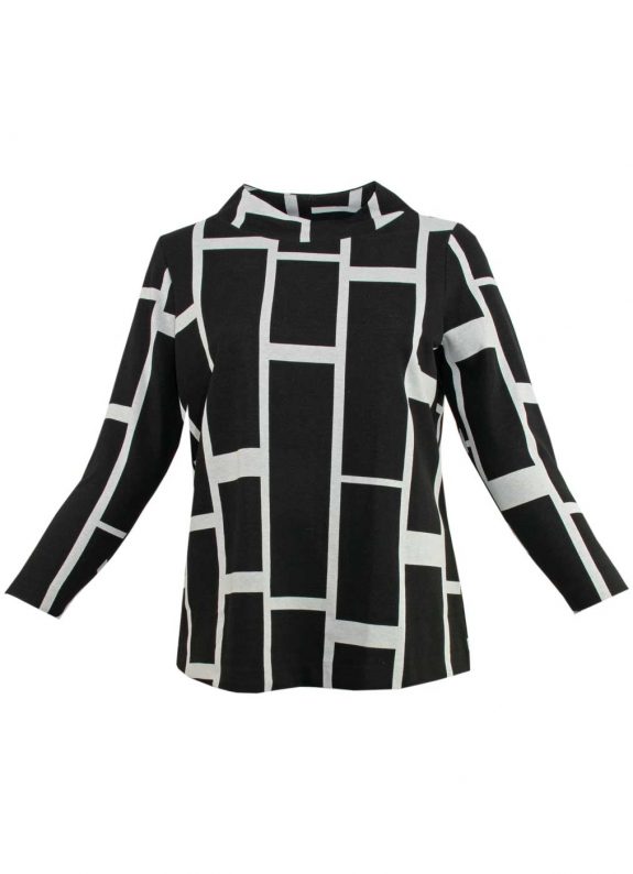 seeyou Pullover Jersey-Shirt Linien Streifen schwarz-weiß große Größen Herbst Winter Mode online