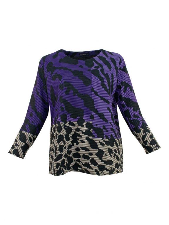 Doris Streich Pulli Shirt Ottoman Animal Print violett große Größen Herbst Winter Mode online