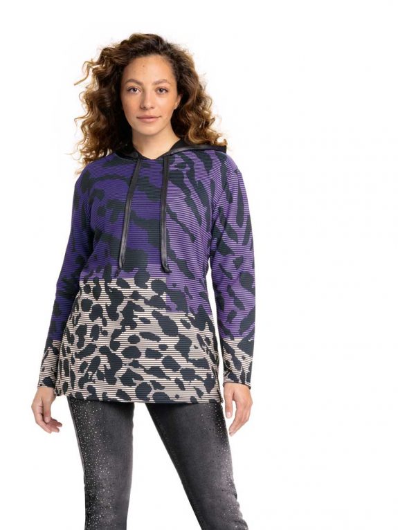 Doris Streich Pulli Shirt Ottoman Animal Print violett große Größen Herbst Winter Mode online