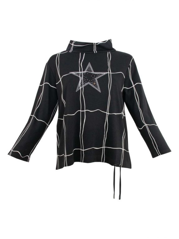 Doris Streich Sweatshirt Stern Glitzer Linien schwarz große Größen Herbst Winter Mode online
