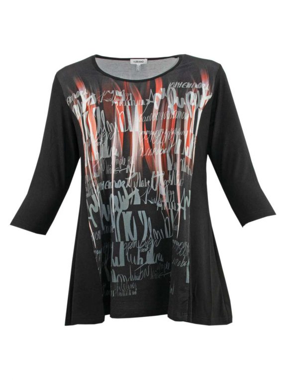 KjBRAND Tunika-Shirt A-Linie Druck schwarz-rot große Größen Herbst Winter Mode online