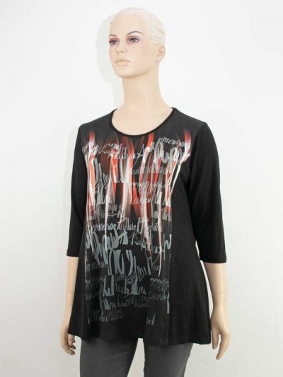 KjBRAND Tunika-Shirt A-Linie Druck schwarz-rot große Größen Herbst Winter Mode online