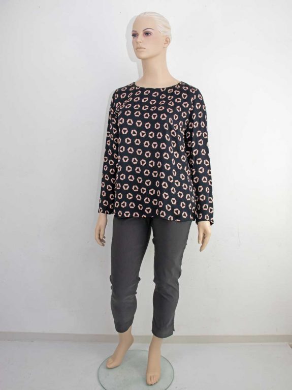 Elena Miro Blusen-Shirt Druck Dreiecke große Größen Herbst Winter Mode online