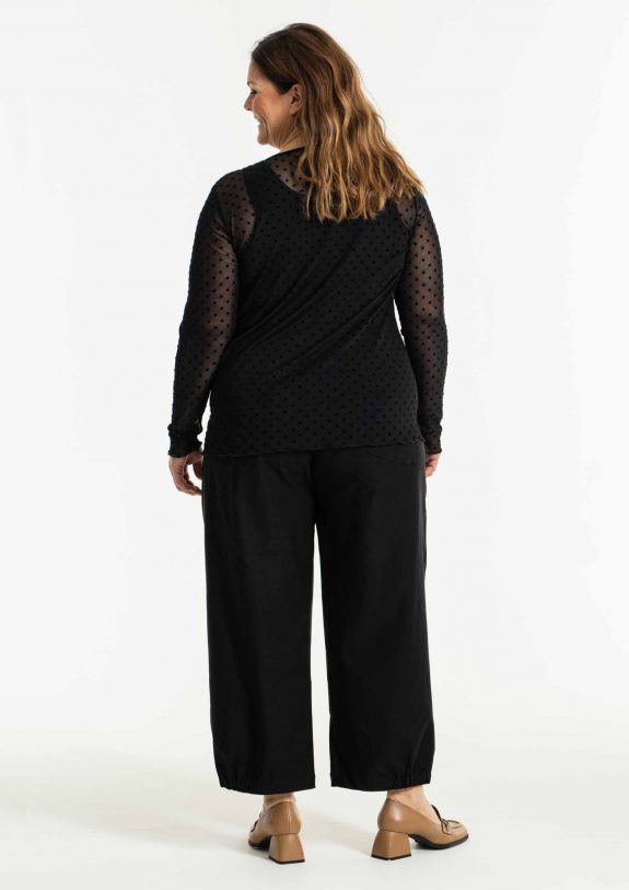 Gozzip schwarzes Shirt Mesh Tupfen transparent große Größen Herbst Winter Mode online