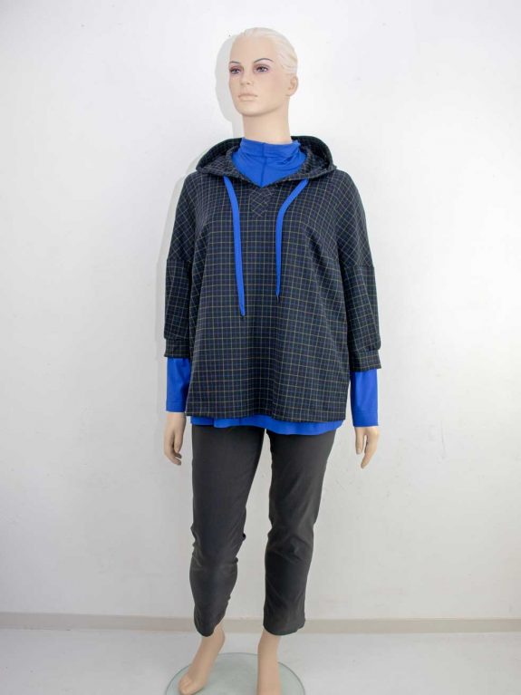 Verpass Rollkragen -Shirt royalblau Hoodie Karo große Größen Herbst Winter Mode online