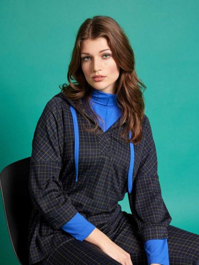 Verpass Rollkragen -Shirt royalblau Hoodie Karo große Größen Herbst Winter Mode online