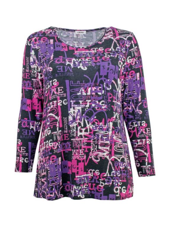 KjBRAND Strick-Shirt Druck pink A-Linie große Größen Herbst Winter Mode online