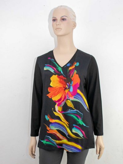 KjBRAND T-Shirt flared floral print plus size fall winter fashion online
