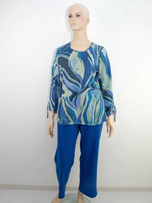 seeyou Shirt Druck Blautöne Lurex große Größen Herbst Winter Mode online