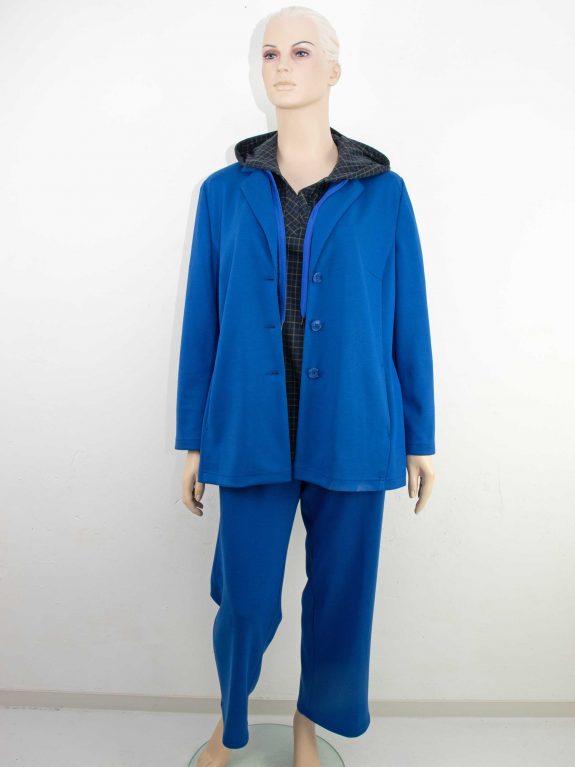 KjBRAND Hosenanzug royalblau Verpass Hoodie Karo große Größen Herbst Winter Mode online