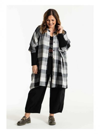 Gozzip long shirt oversized checks plus size fall winter fashion online
