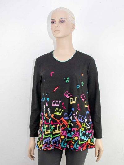 Mona Lisa Langarm Shirt Druck Musik Noten große Größen Herbst Winter Mode online