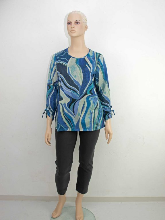 seeyou Shirt Druck Blautöne Lurex große Größen Herbst Winter Mode online