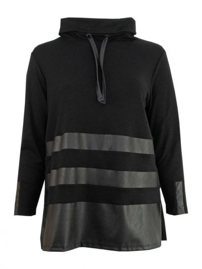 Doris Streich jersey top imitation leather patch plus size fall winter fashion online