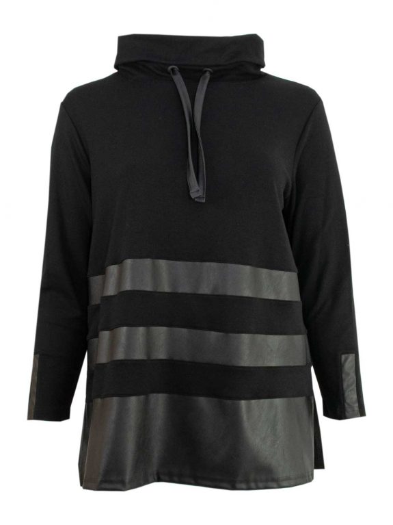 Doris Streich Jersey-Shirt Lederimitat Patch große Größen Herbst Winter Mode online