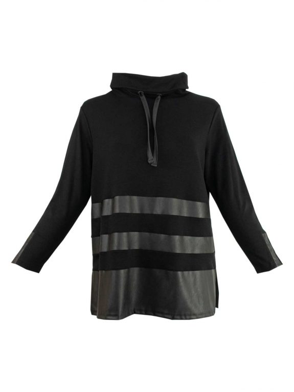 Doris Streich Jersey-Shirt Lederimitat Patch große Größen Herbst Winter Mode online