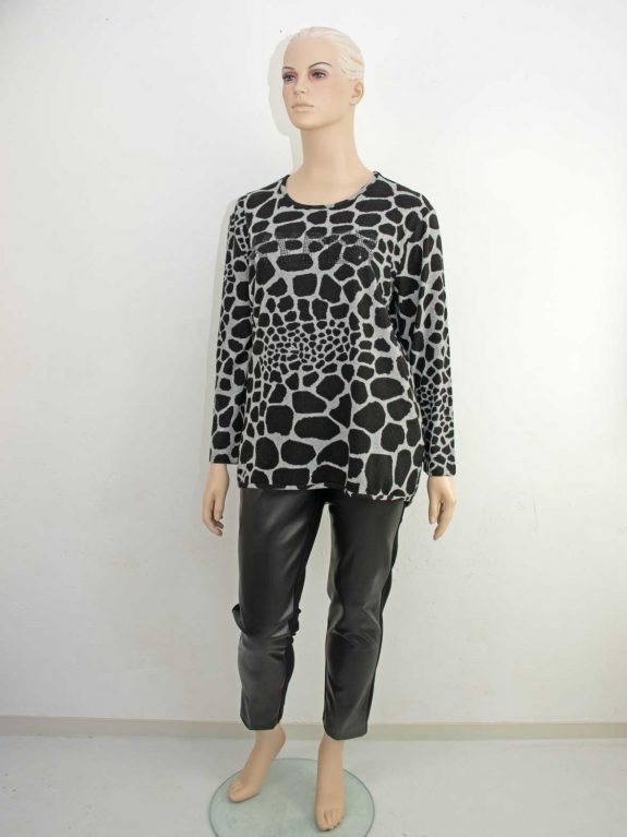Doris Streich Pulli-Shirt flauschig animal Glitzer große Größen Herbst Winter Mode online