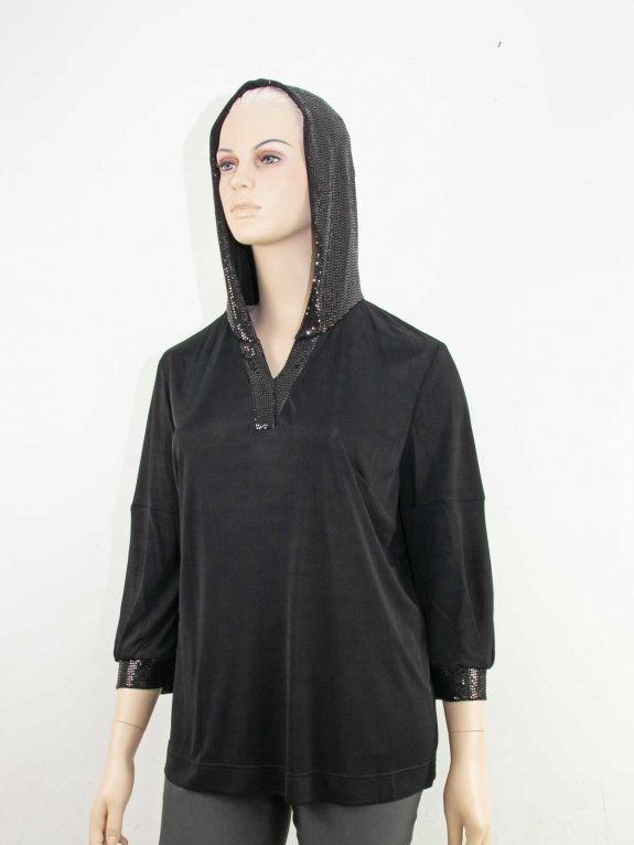 Verpass Blouse Top sequins hood slinky elegant plus size fall fashion online