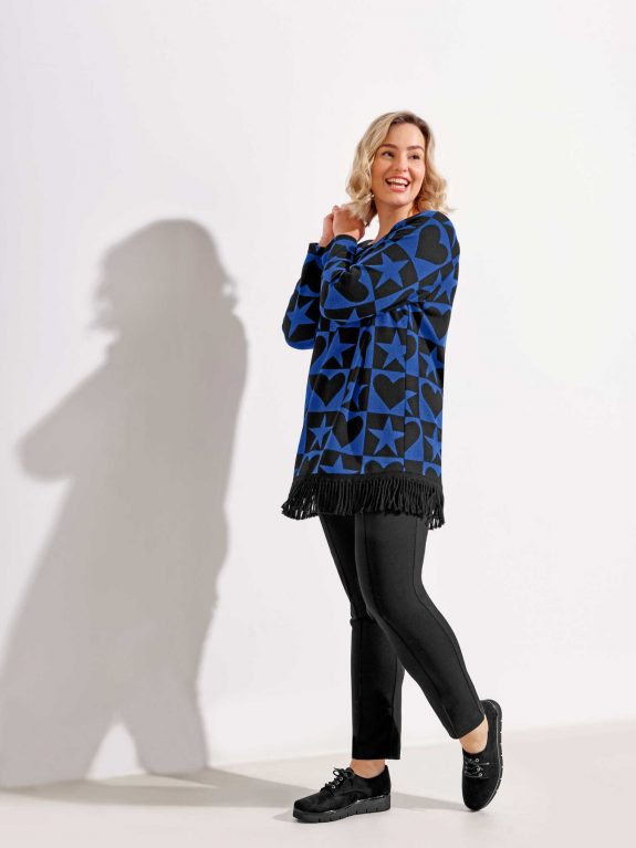 Mona Lisa Pulli Herz Fransen blau – Bild 6